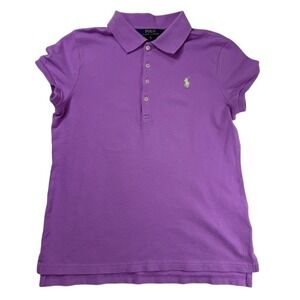 Polo Ralph Lauren Purple Classic Polo Shirt Lime Green Pony Girls XL 16 Preppy